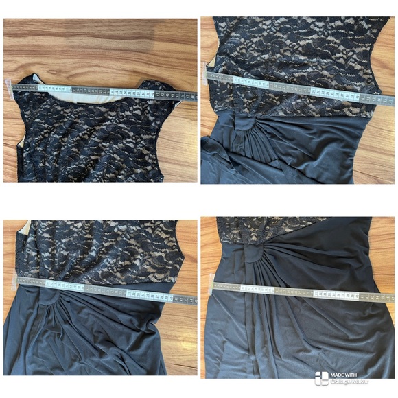 Laura Black/Tan Lacey Formal Dress Side Slit Size 12 B001 - Picture 12 of 13